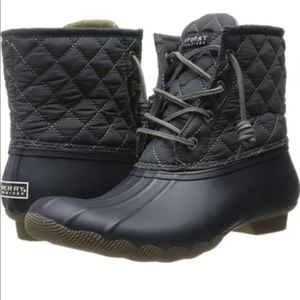 Sperry Navy and Gray Duck Boots Size 7.5 Womens